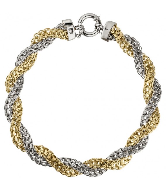 Armband 375 Gold Weißgold Gelbgold bicolor diamantiert 21 cm Goldarmband. Bild 2