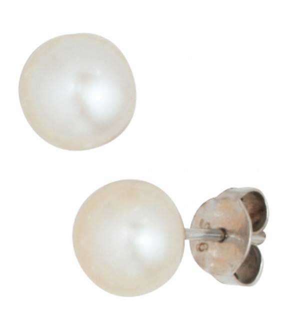 Set aus Perlenkette 45 cm Perlenarmband 20 cm und Perlen-Ohrsteckern weiß.