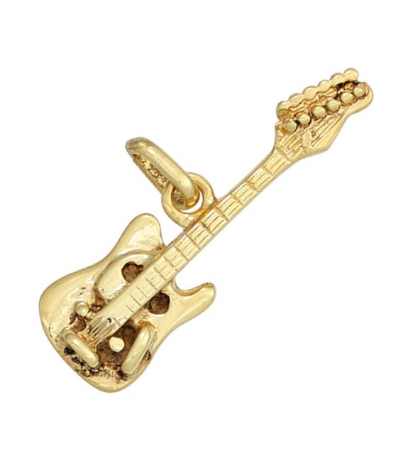 Anhänger Gitarre 333 Gold Gelbgold Musik Goldanhänger.