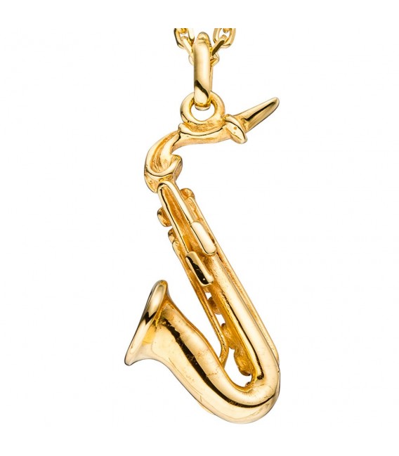 Anhänger Saxophon 333 Gold Gelbgold Goldanhänger Musik.