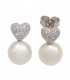 Ohrstecker Herz 585 Gold Weißgold 2 Süßwasser Perlen 10 Diamanten Ohrringe.