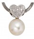 Anhänger Herz 585 Gold Weißgold 1 Süßwasser Perle 10 Diamanten Perlenanhänger.