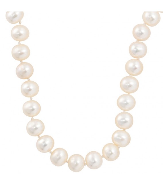 Collier Perlenkette Süßwasser Perle 45 cm mit Zirkonia Halskette Kette.