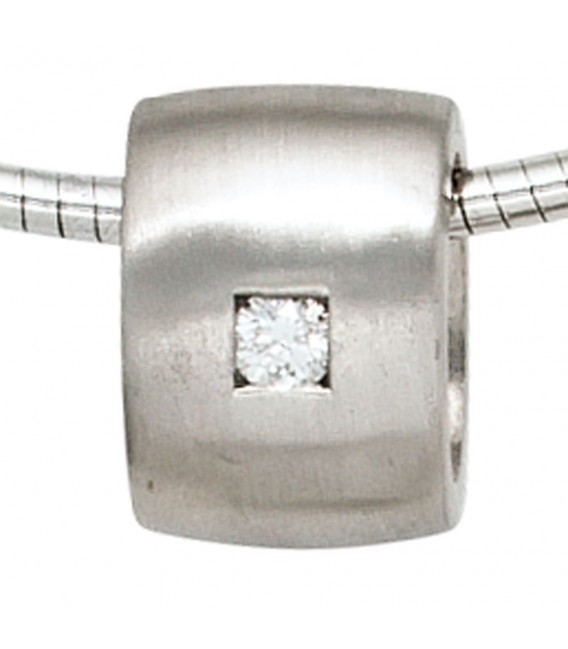 Anhänger 925 Sterling Silber rhodiniert mattiert 1 Diamant Brillant 0,05ct.