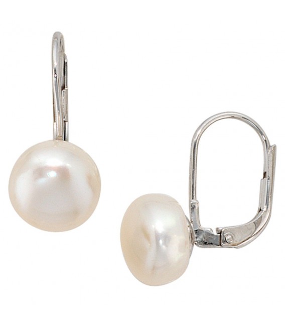 Boutons 925 Sterling Silber 2 Süßwasser Perlen Ohrringe Ohrhänger Perlenohrringe.