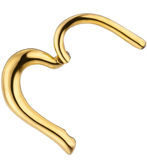 Segmentring Herz Edelstahl gold farben beschichtet Scharnier Ringstärke 1,2 mm.