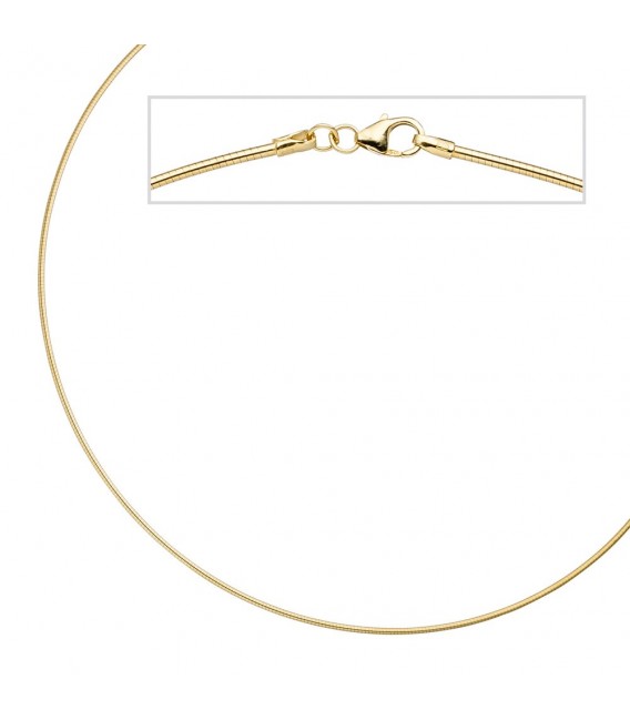 Halsreif 925 Sterling Silber gold vergoldet 1,5 mm 45 cm Kette Halskette.