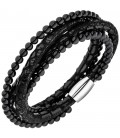 Armband Leder schwarz mit Onyx - 48819