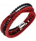 Armband Leder rot mit Onyx - 48818