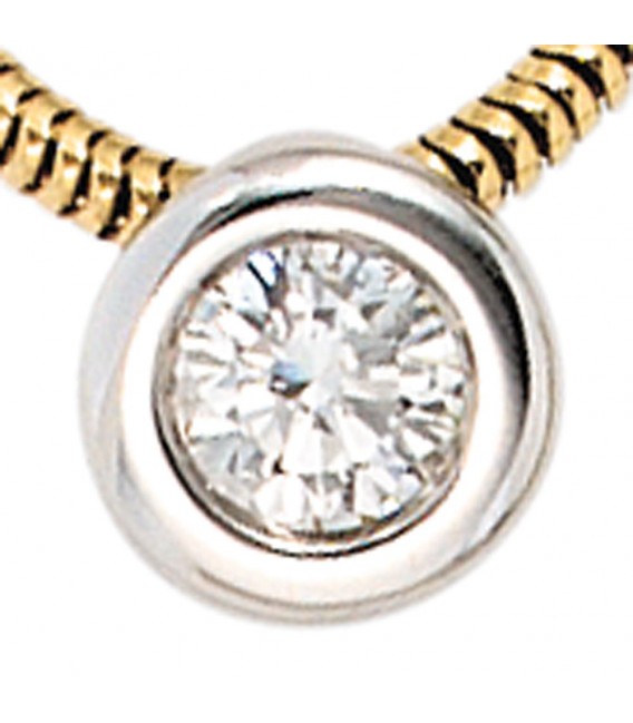 Collier Kette mit Anhänger 585 Gold bicolor 1 Diamant Brillant 42 cm Halskette