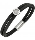 Armband 2-reihig Leder schwarz - 48875
