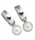 Creolen 925 Silber 2 synthetische Perlen Ohrringe Perlenohrringe.