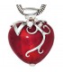 Anhänger Herz rotes Glas mit 925 Sterling Silber und Zirkonia Herzanhänger.