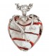 Anhänger Herz weiß-rotes Glas mit 925 Sterling Silber und Zirkonia Herzanhänger.