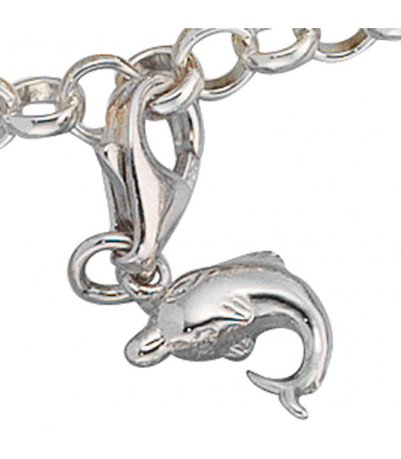 Einhänger Charm Delfin 925 Sterling Silber rhodiniert.