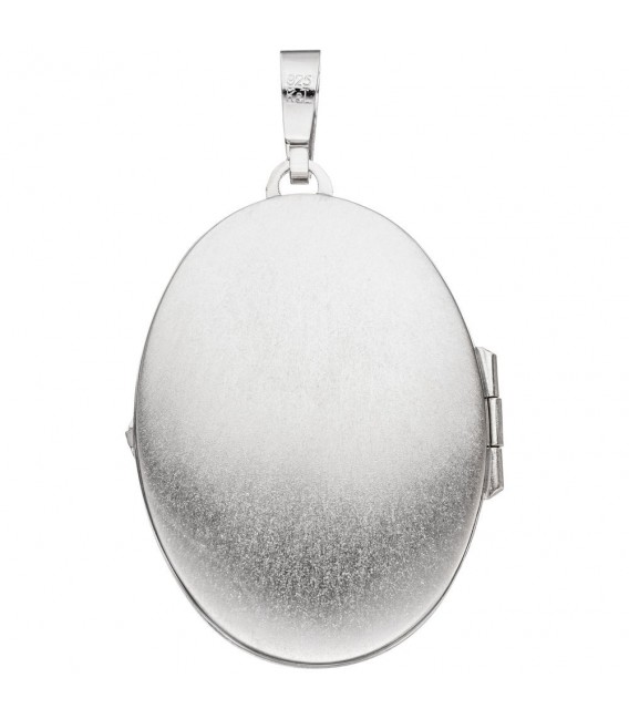 Medaillon oval für 2 Fotos 925 Sterling Silber matt Anhänger zum Öffnen.