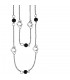 Collier Halskette 2-reihig aus Edelstahl mit schwarzem Achat 55 cm Kette.