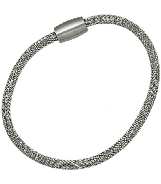 19 cm EDELSTAHL *** Leder grau Kugel Magnetverschluß Armband 8-rhg. 