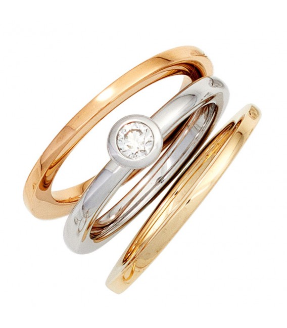 Damen Ring 585 Gold Weißgold 1 Diamant Brillant 0,17ct. Diamantring Weißgoldring.