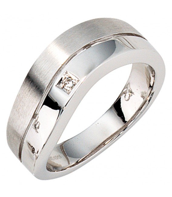 Damen Ring 585 Gold Weißgold 1 Diamant 0,01ct. Weißgoldring Diamantring