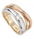 Damen Ring 585 Gold dreifarbig tricolor 1 Diamant Brillant 0,15ct. Goldring.