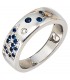 Damen Ring 585 Gold Weißgold 13 Diamanten Brillanten 0,10ct. 15 Safire blau.