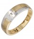 Herren Ring 585 Gold Gelbgold Weißgold mattiert 2 Diamanten Brillanten Goldring.