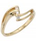 Damen Ring 585 Gold Gelbgold matt 3 Diamanten Brillanten 0,09ct. Goldring.
