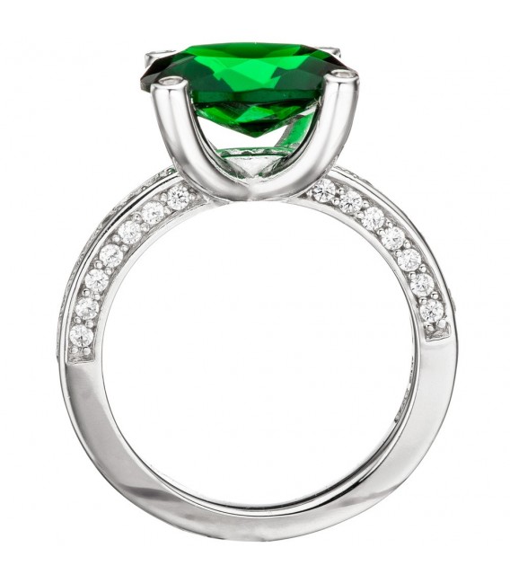 Damen Ring 925 Sterling Silber mit Zirkonia grün und weiß Silberring.