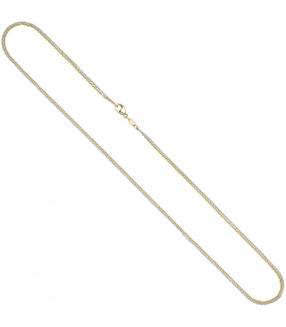 Halskette Kette 2-reihig 585 Gold Gelbgold Weißgold bicolor 42 cm - Bild 2