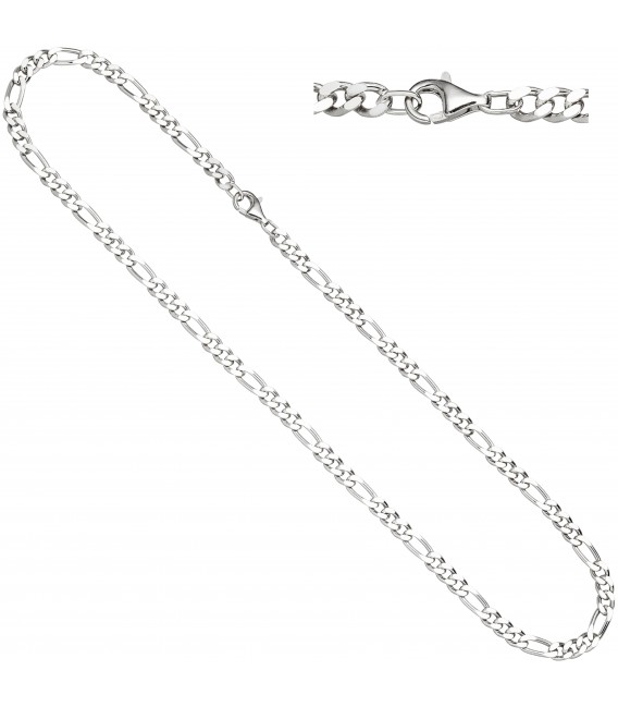 Figarokette 925 Silber diamantiert 50 cm Kette Halskette - Bild 1