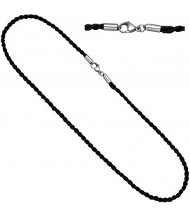 Halskette Kette Nylonkordel schwarz 45 cm - Bild 1
