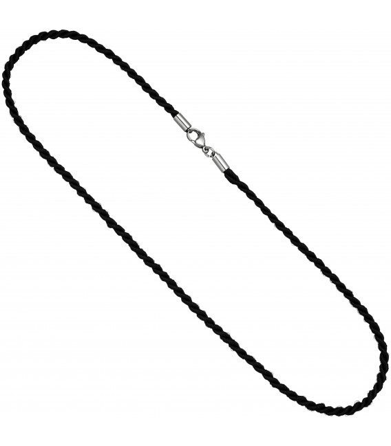 Halskette Kette Nylonkordel schwarz 45 cm - Bild 2