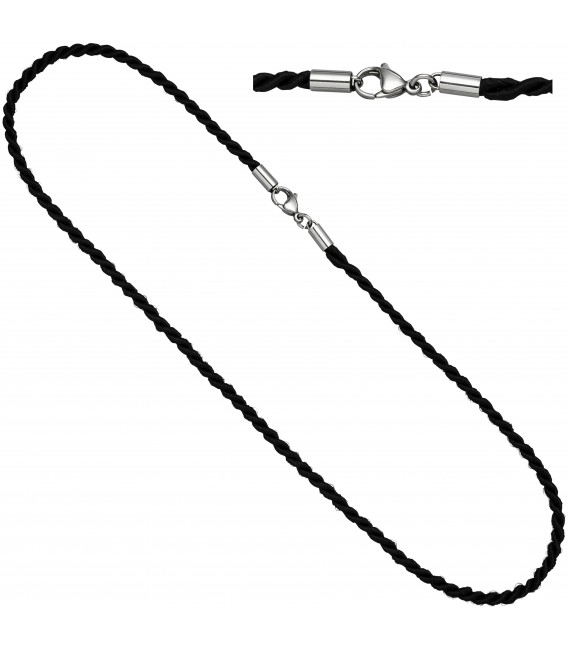 Halskette Kette Nylonkordel schwarz 70 cm - Bild 1
