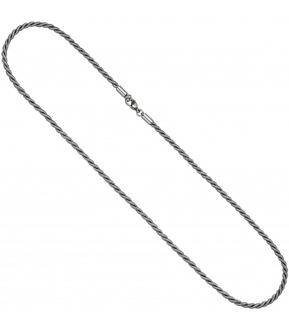 Halskette Kette Nylonkordel grau 50 cm - Bild 2