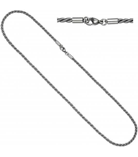 Halskette Kette Nylonkordel grau 80 cm - Bild 1