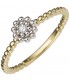 Damen Ring Blume 585 Gold Gelbgold Weißgold bicolor 1 Diamant Brillant Goldring