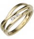 Damen Ring breit 585 Gold Gelbgold 3 Diamanten Brillanten 0