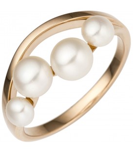 Damen Ring 585 Rotgold Rosegold 4 Süßwasser Perlen Perlenring Rosegoldring