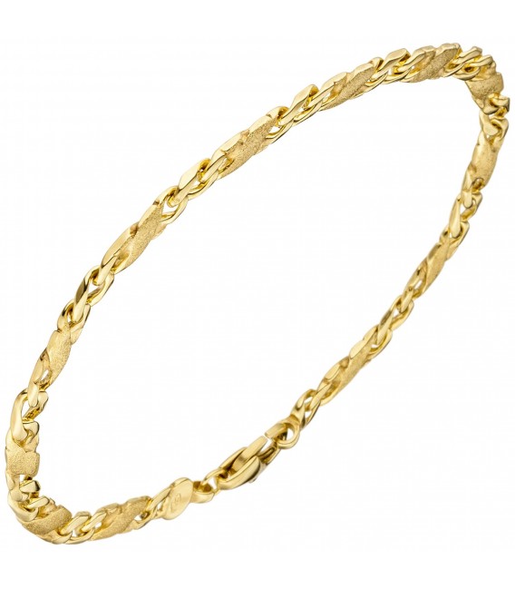 Armband 585 Gold Gelbgold teil matt 21 cm Goldarmband - Bild 1