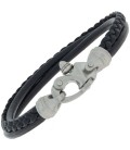 Armband 3-reihig Leder schwarz - 50588