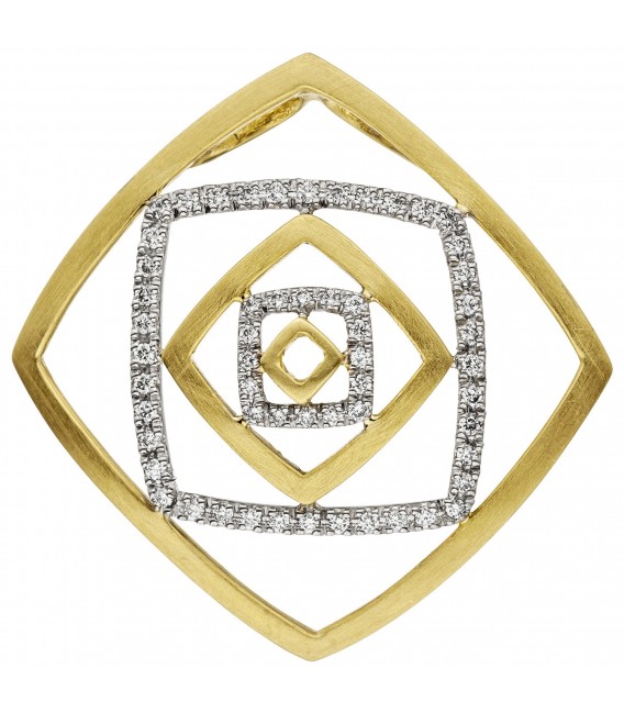 Anhänger 585 Gold Gelbgold Weißgold bicolor teil matt 56 Diamanten Brillanten - Bild 1