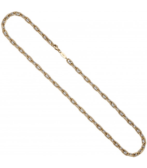 Halskette Kette 585 Gold Gelbgold Weißgold bicolor 50 cm Goldkette Karabiner - Bild 2