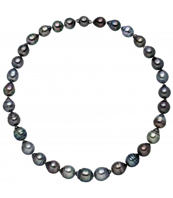 Kette mit Tahiti Perlen multicolor und 925 Sterling Silber 44 cm Perlenkette - Bild 1