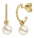 Halbcreolen 585 Gold Gelbgold 2 Süßwasser Perlen Ohrringe Creolen Perlenohrringe - Bild 1