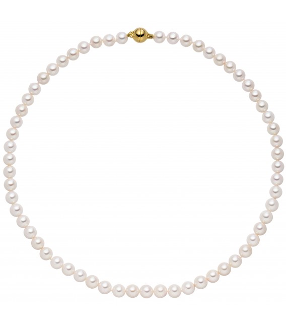 Kette mit Akoya Perlen und 925 Silber vergoldet 43 cm Perlenkette - Bild 1