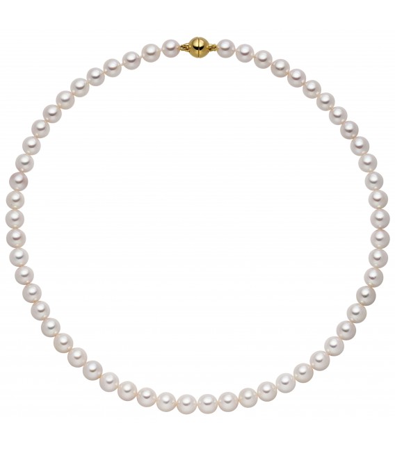 Kette mit Akoya Perlen und 925 Silber vergoldet 43 cm Perlenkette - Bild 1
