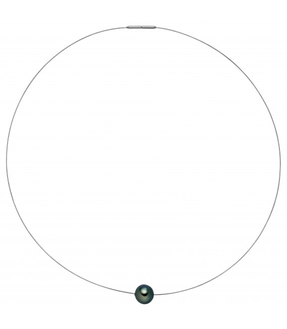 Collier Kette Halskette Edelstahl mit 1 Tahiti Perle 42 cm - Bild 1
