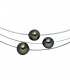 Collier Kette Halskette 7-reihig Edelstahl mit 3 Tahiti Perlen 42 cm - Bild 2