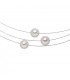 Collier Kette Halskette 3-reihig Edelstahl mit 3 Akoya Perlen 42 cm - Bild 2